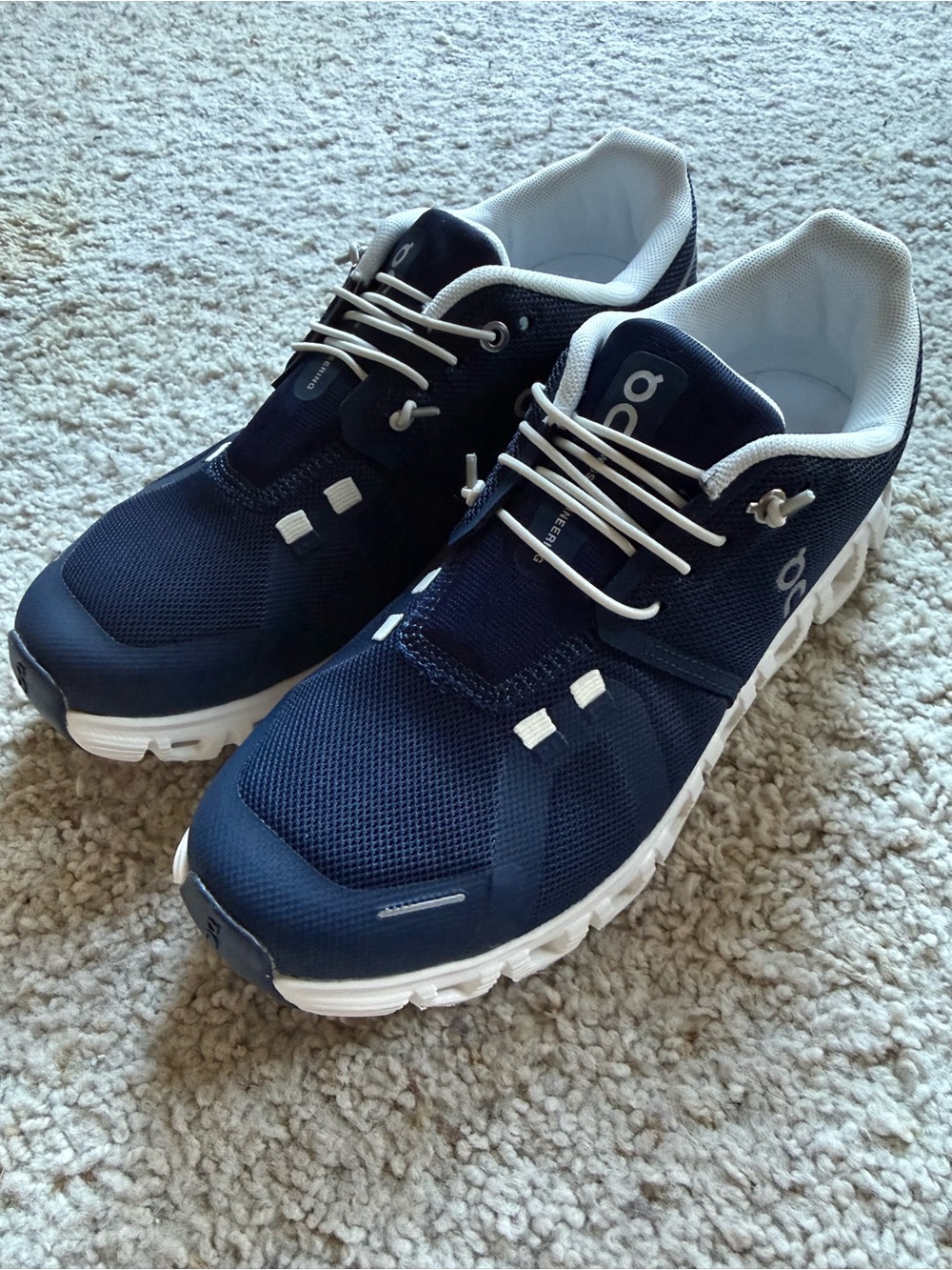 On Running Navy and White Men's Athletic Running Shoes